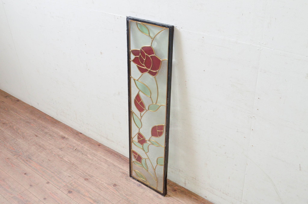 未使用品　薔薇の園(ばらのその)　デットストック品のステンドグラス(建具、ドア、窓、照明、衝い立て、衝立、つい立て)(定価約7万9千円)(R-074414)