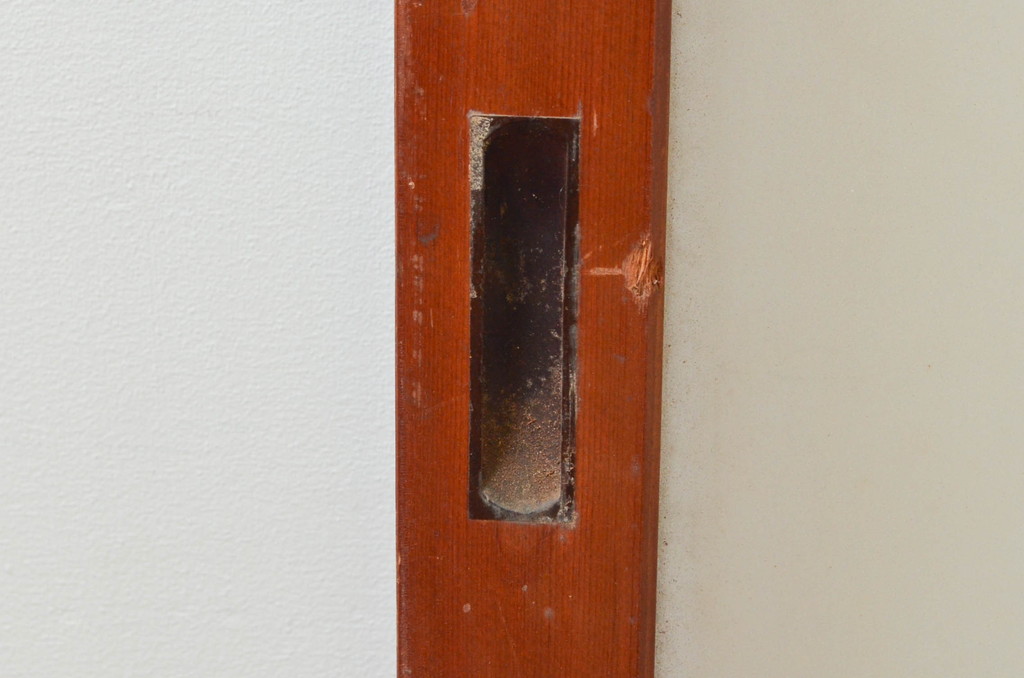 アンティーク建具　明るい木色がレトロな雰囲気を盛り上げるガラス戸2枚セット(引き戸)(R-076061)