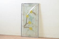 未使用品　蜂鳥と花(はちどりとはな)　デットストック品のステンドグラス(建具、ドア、窓、照明、衝い立て、衝立、つい立て)(定価約15万円)(R-073010)