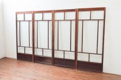 アンティーク建具　上手物!　涼しげな空間作りにおすすめの御簾戸2枚セット(簾戸、簀戸、葭戸、夏障子、夏戸、葦戸)(R-049525)
