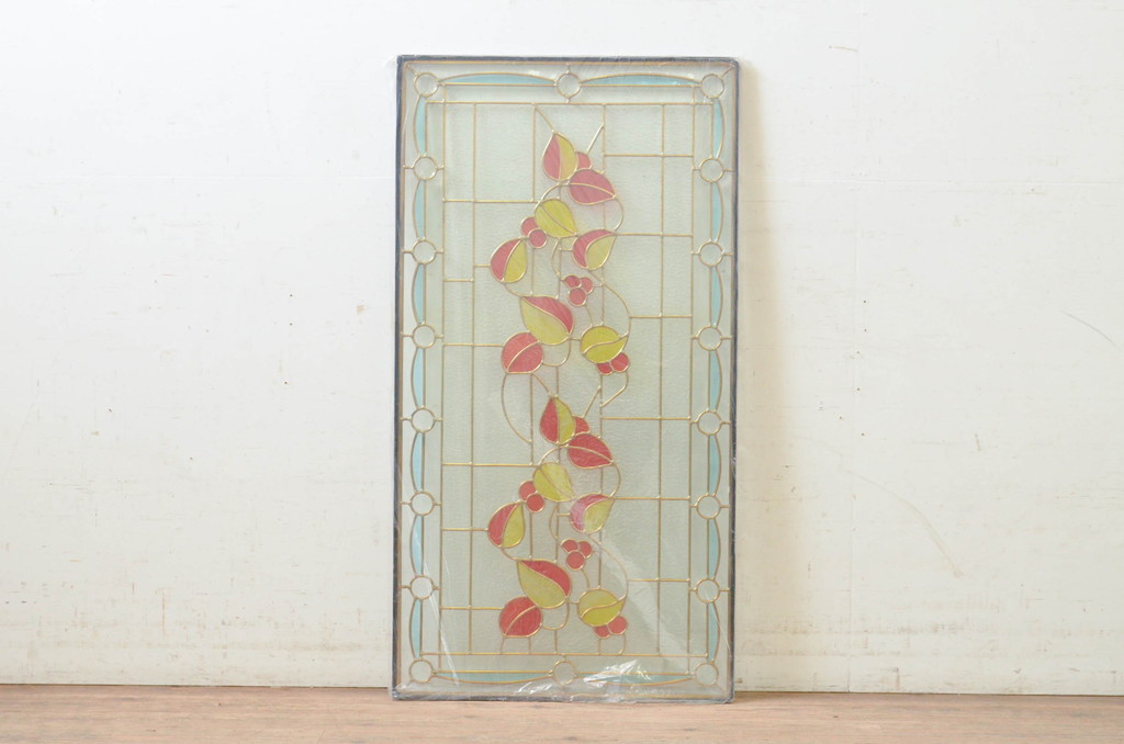 未使用品　木の実(きのみ)　デットストック品のステンドグラス(建具、ドア、窓、照明、衝い立て、衝立、つい立て)(定価約15万円)(R-073008)