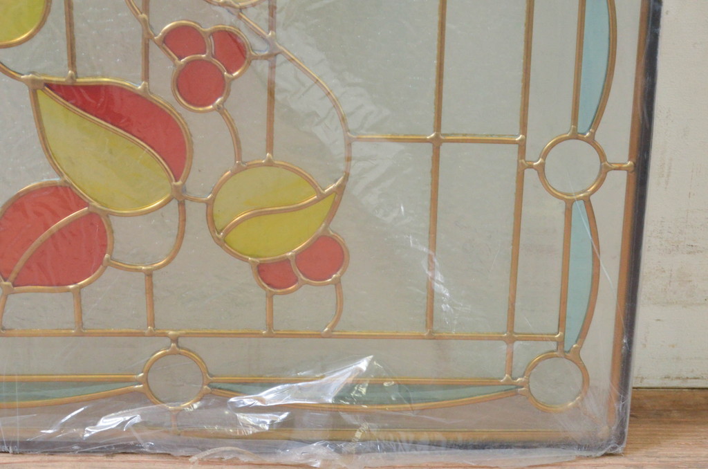 未使用品　木の実(きのみ)　デットストック品のステンドグラス(建具、ドア、窓、照明、衝い立て、衝立、つい立て)(定価約15万円)(R-073008)