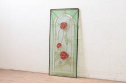 未使用品　窓辺の蔓薔薇(まどべのつるばら)　デットストック品のステンドグラス(建具、ドア、窓、照明、衝い立て、衝立、つい立て)(定価約12万円)(R-072999)