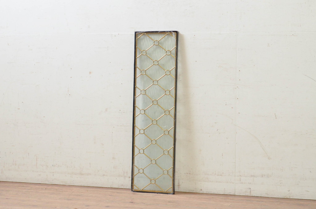 未使用品　菱格子(ヒシクロス)　デットストック品のステンドグラス(建具、ドア、窓、照明、衝い立て、衝立、つい立て)(定価約7万9千円)(R-072988)