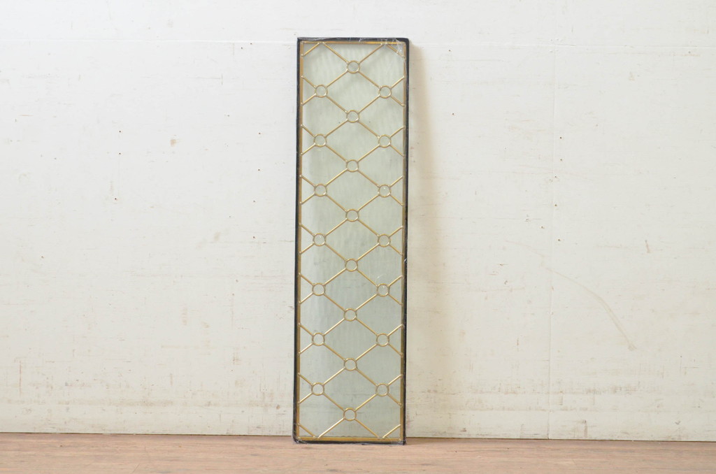 未使用品　菱格子(ヒシクロス)　デットストック品のステンドグラス(建具、ドア、窓、照明、衝い立て、衝立、つい立て)(定価約7万9千円)(R-072988)