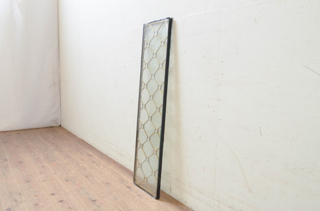 未使用品　菱格子(ヒシクロス)　デットストック品のステンドグラス(建具、ドア、窓、照明、衝い立て、衝立、つい立て)(定価約7万9千円)(R-072988)