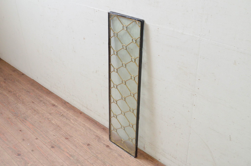 未使用品　菱格子(ヒシクロス)　デットストック品のステンドグラス(建具、ドア、窓、照明、衝い立て、衝立、つい立て)(定価約7万9千円)(R-072988)