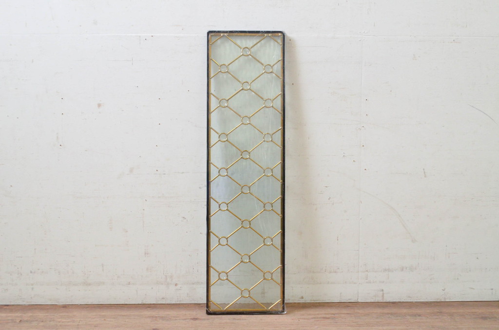 未使用品　菱格子(ヒシクロス)　デットストック品のステンドグラス(建具、ドア、窓、照明、衝い立て、衝立、つい立て)(定価約7万9千円)(R-072988)