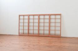 アンティーク建具　上手物!!　作りの良い格子ガラスドア(扉)1枚(ガラス戸、木製扉)(R-080583)