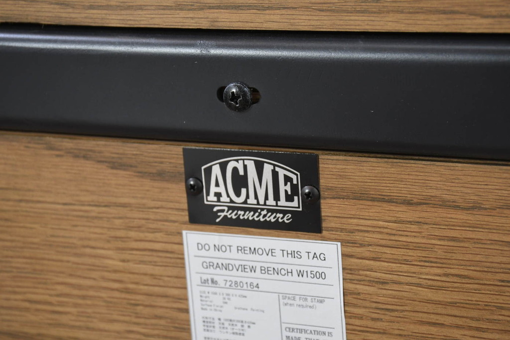 中古　美品　ACME Furniture(アクメ ファニチャー) GRANDVIEW BENCH(グランドビュー ベンチ)　オーク材　木のぬくもりを感じる座面とすっきりとした脚が素敵なベンチ(長椅子、ダイニングベンチ、板座チェア、椅子、イス、花台、飾り台)(R-082293)