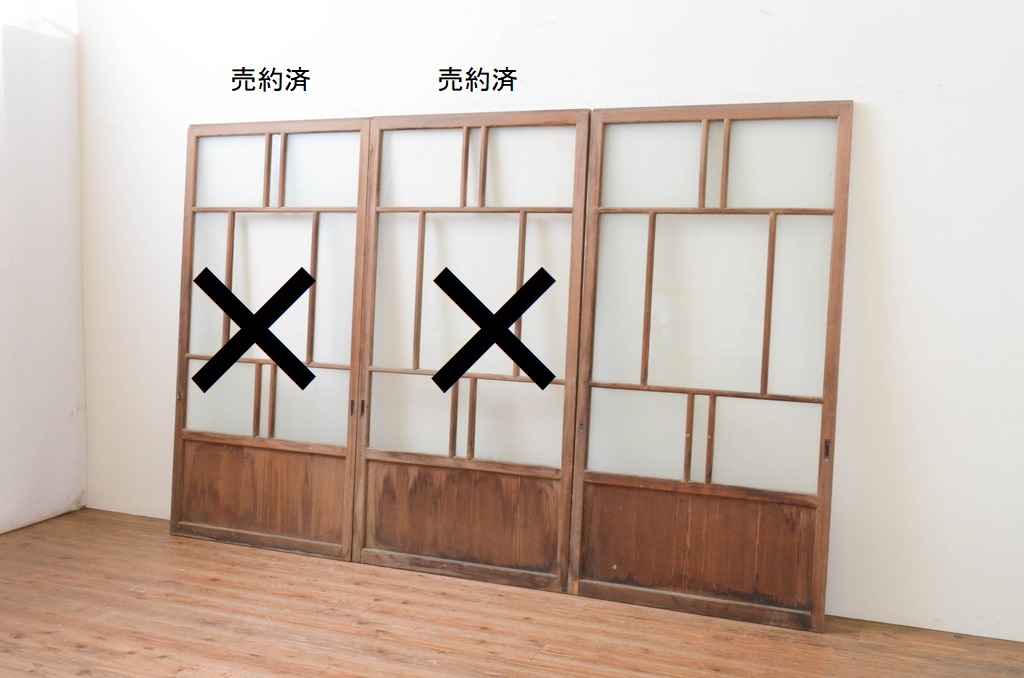 アンティーク建具　大正ロマン　和の空間を演出するガラス戸1枚(引き戸)(R-082988)