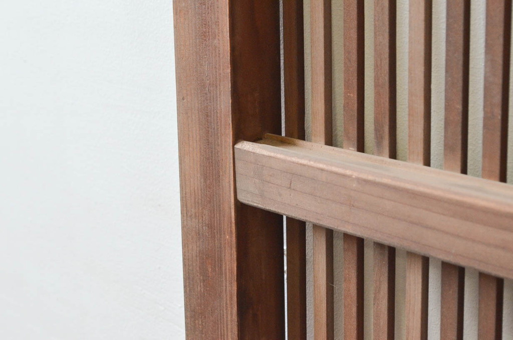 アンティーク建具　落ち着きのある和を演出する格子戸1枚(ガラス帯戸、引き戸)(R-074208)