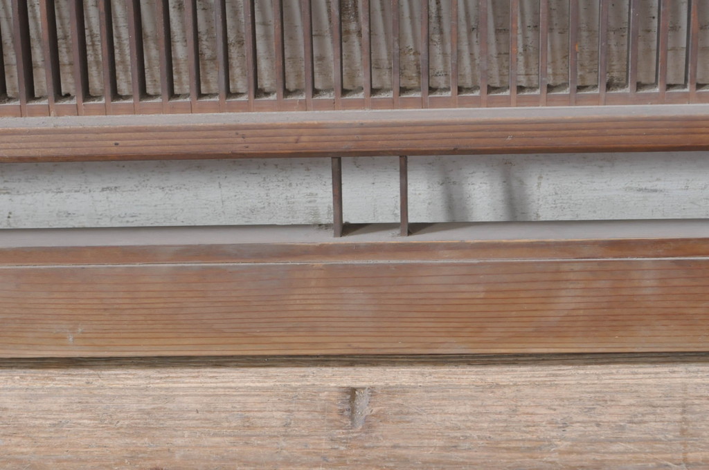 アンティーク建具　細やかに並んだ格子が美しい筬欄間2枚セット(明かり取り、明り取り、オサランマ、おさらんま)(R-073604)