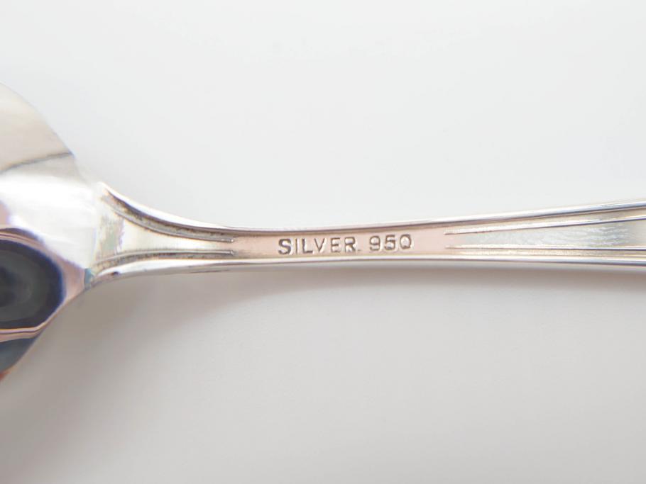 昭和レトロ　天賞堂　SILVER(シルバー)950　銀製　総重量約84g　上品な雰囲気溢れるスプーン3本・楊枝5本セット(箱付き、カトラリー)(R-069705)