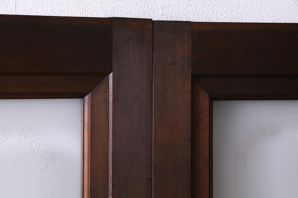アンティーク建具　高級品　シックな空間にぴったりな上手物のガラス戸2枚セット(建具、引き戸)(R-037679)