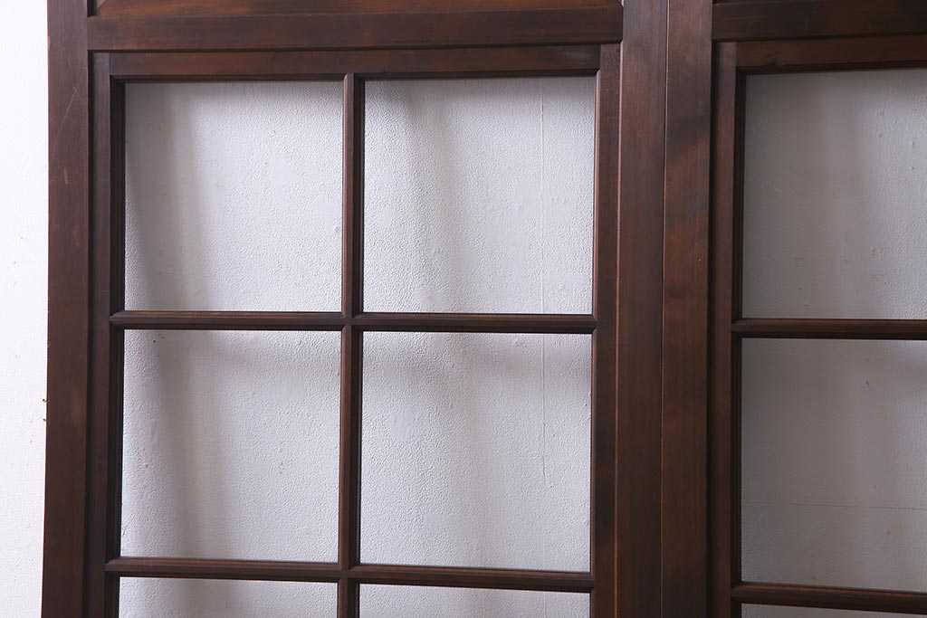 アンティーク建具　高級品　シックな空間にぴったりな上手物のガラス戸2枚セット(建具、引き戸)(R-037679)