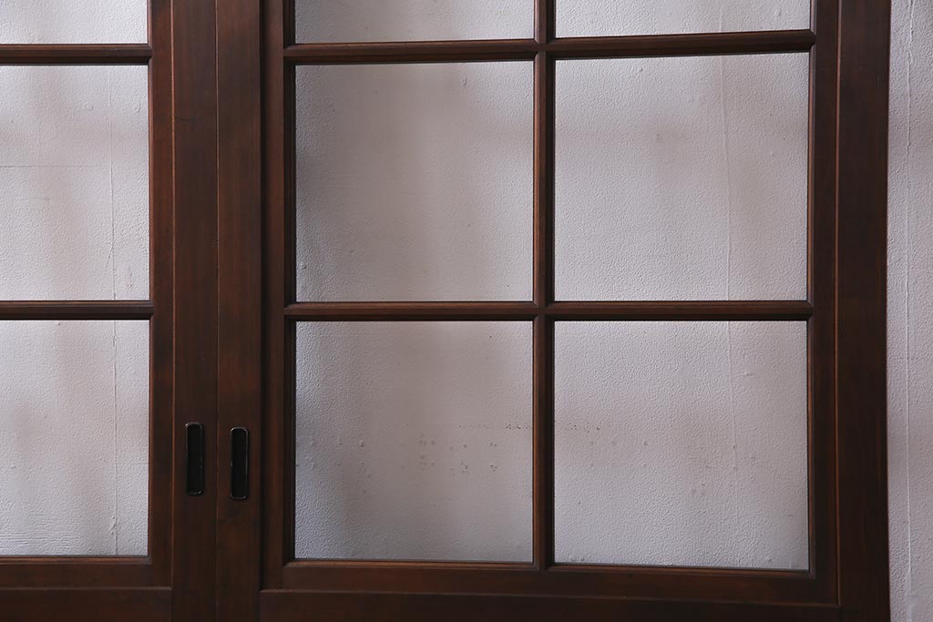アンティーク建具　高級品　シックな空間にぴったりな上手物のガラス戸2枚セット(建具、引き戸)(R-037679)