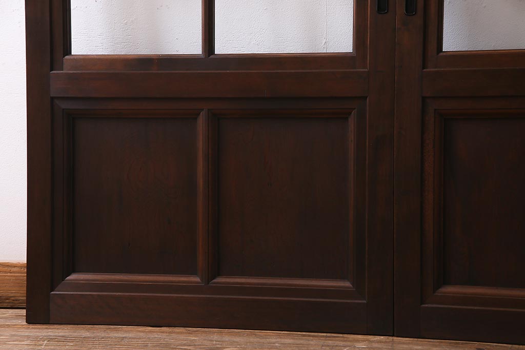 アンティーク建具　高級品　シックな空間にぴったりな上手物のガラス戸2枚セット(建具、引き戸)(R-037679)
