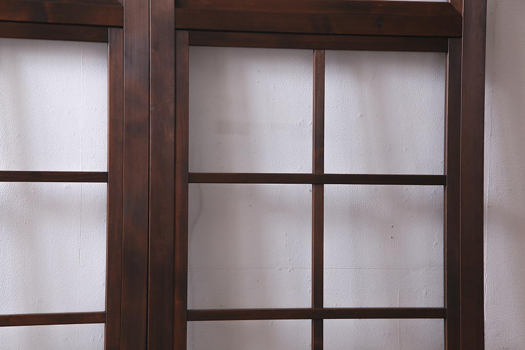 アンティーク建具　高級品　シックな空間にぴったりな上手物のガラス戸2枚セット(建具、引き戸)(R-037679)