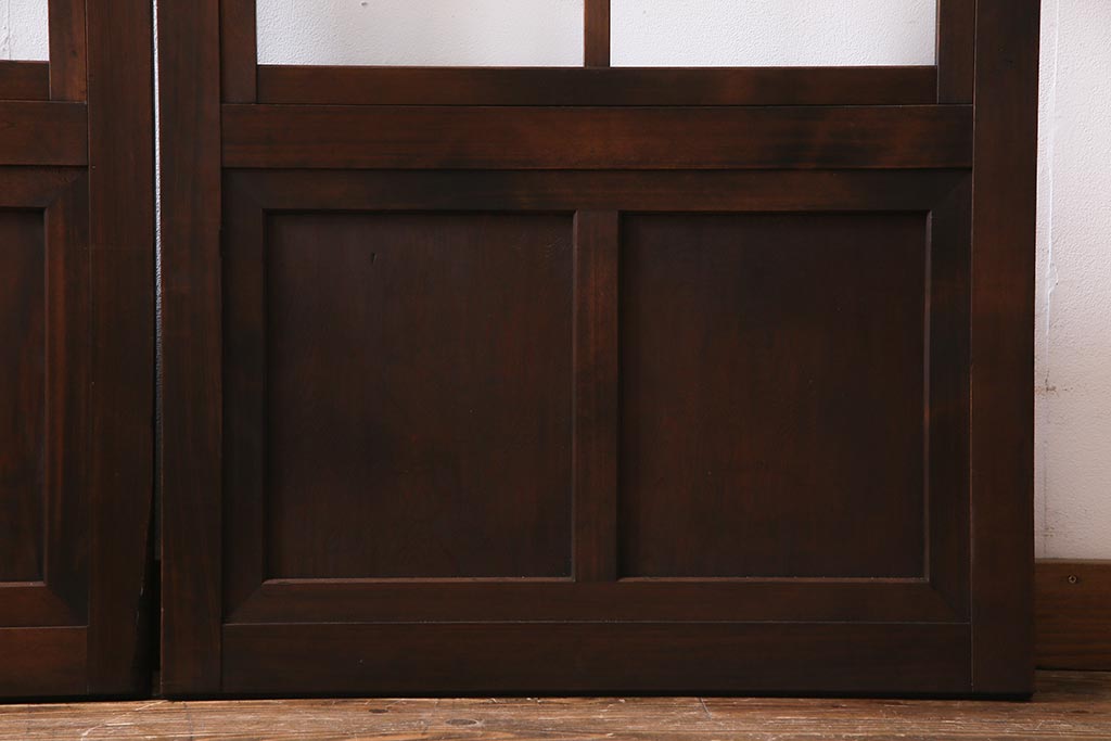 アンティーク建具　高級品　シックな空間にぴったりな上手物のガラス戸2枚セット(建具、引き戸)(R-037679)