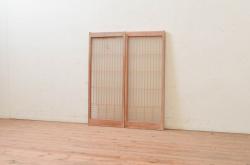 ビンテージ建具　両面ガラス　お洒落な雰囲気を演出する書院戸2枚セット(引き戸、ガラス戸、窓、ヴィンテージ)(R-073947)