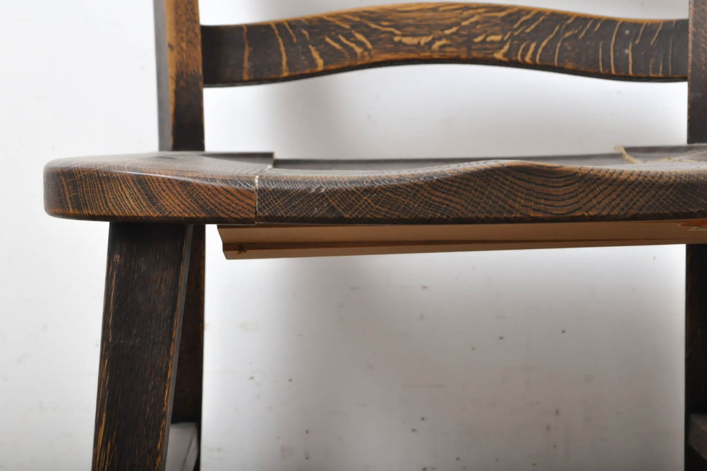 中古　水屋の匠　久遠　流れる曲線デザインがお洒落なラダーバックチェア2脚セット(ダイニングチェア、板座チェア、イス、椅子)(R-061254)