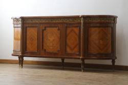 中古　六本木アピス(APIS)取り扱い　イタリア最高級家具　MARCONI ARTE(マルコーニ アルテ)　真鍮飾りが美しい象嵌入りサイドボード(サイドキャビネット、収納棚、戸棚)(定価約200万円)(R-077729)