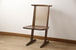 中古　ジョージナカシマ　桜製作所　コノイドチェア(CONOID CHAIR)　CN101　スタイリッシュな佇まいのサイドチェア(板座チェア、ダイニングチェア、椅子、イス)(R-068142)