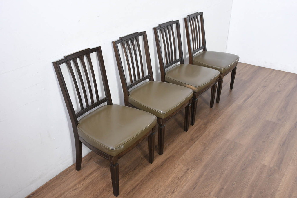 中古　カリモク家具(karimoku)　domani(ドマーニ)　QUEENS LIFE(クイーンズライフ)　洗練されたデザインが魅力のダイニングチェア4脚セット(椅子、イス、バラ売り可能)(定価4脚で約37万円)(R-082309)