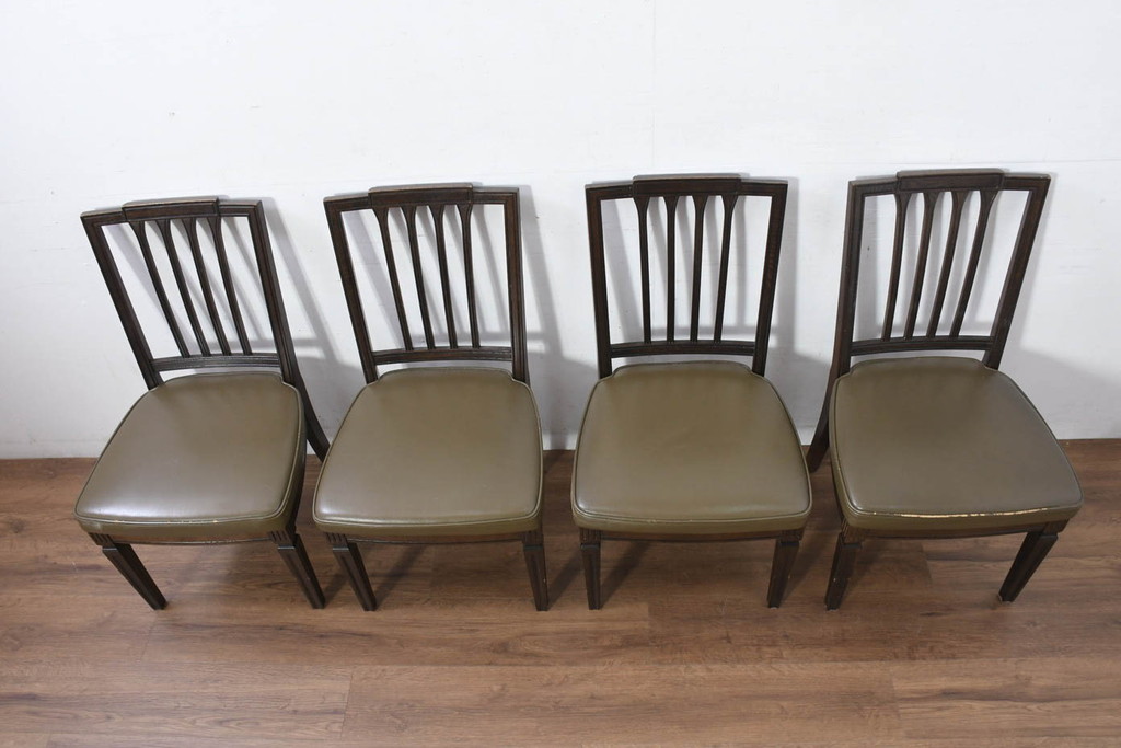 中古　カリモク家具(karimoku)　domani(ドマーニ)　QUEENS LIFE(クイーンズライフ)　洗練されたデザインが魅力のダイニングチェア4脚セット(椅子、イス、バラ売り可能)(定価4脚で約37万円)(R-082309)