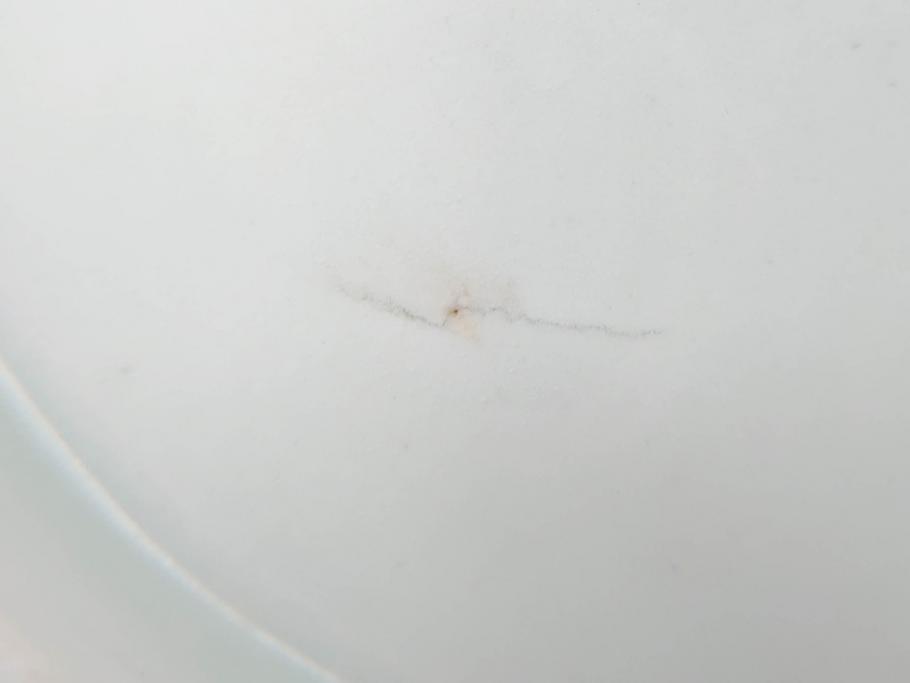 江戸〜明治　伊万里　染付　約17cm　5.6寸　魚花紋と色合いが涼しげな輪花皿5枚セット(五寸六分、中皿、和食器)(R-069856)