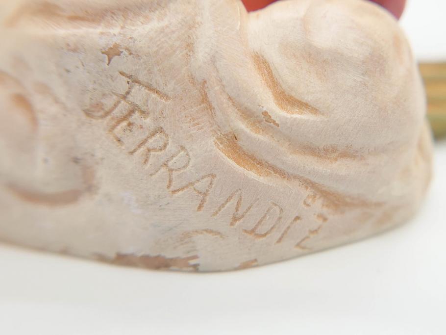 イタリア　ANRI(アンリ)　Juan Ferrandiz(ホアン・フェランディス)　Cherud red　大小　ふわふわした雰囲気が癒される木彫り置物2個セット(ウッドドール、天使)(R-069857)