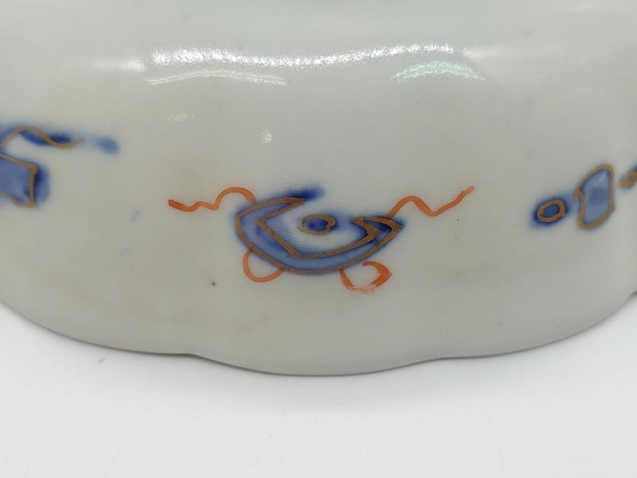 明治期　伊万里焼　錦手　金襴手　染錦　二重角富　金彩　色絵　桃図　5.8寸皿　約17.5cm　煌びやかで豪華な絵付けの深皿3枚セット(五寸八分、和皿、中皿、和食器)(R-061881)