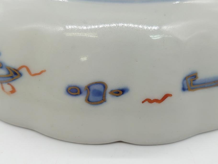 明治期　伊万里焼　錦手　金襴手　染錦　二重角富　金彩　色絵　桃図　5.8寸皿　約17.5cm　煌びやかで豪華な絵付けの深皿3枚セット(五寸八分、和皿、中皿、和食器)(R-061881)