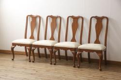 中古　ETHAN ALLEN(イーセンアーレン)　クラシックな装飾が素敵なダイニングチェア4脚セット(椅子、イス)(R-056988)