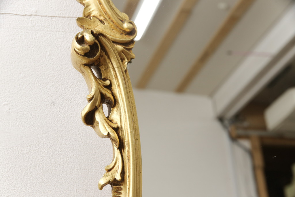 中古　美品　イタリア　SILIK(シリック)　ロココ調の細やかで豪華な彫刻が見事!存在感を放つウォールミラー(壁掛け鏡、姿見、ビンテージ)(R-055286)