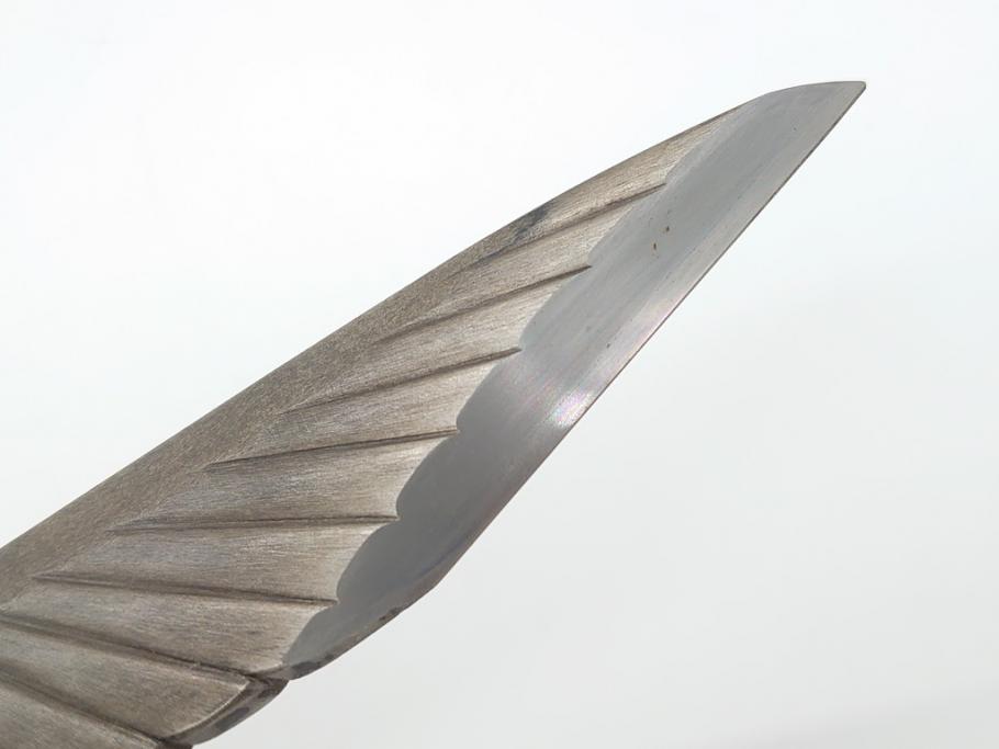 藤原良明(加藤真平)作　切り出し　珍しい　鳥　武蔵國水心子　平成元年正月　全長340mm　小刀(鷹?、鷲?、短刀、ナイフ、刃物)(R-063367)
