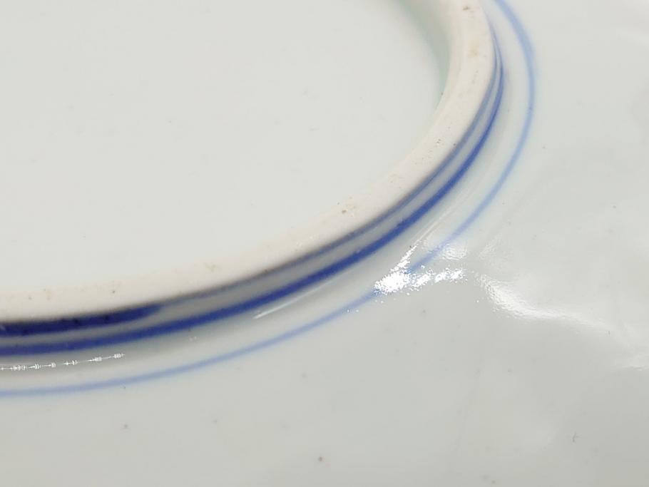 幕末期　古伊万里　金彩　色絵　花瓶文　7寸　約21cm　目にも鮮やかな色調の大皿2枚セット(花盆文、菊花型、輪花型、変形皿、和食器、和皿、七寸)(R-061872)