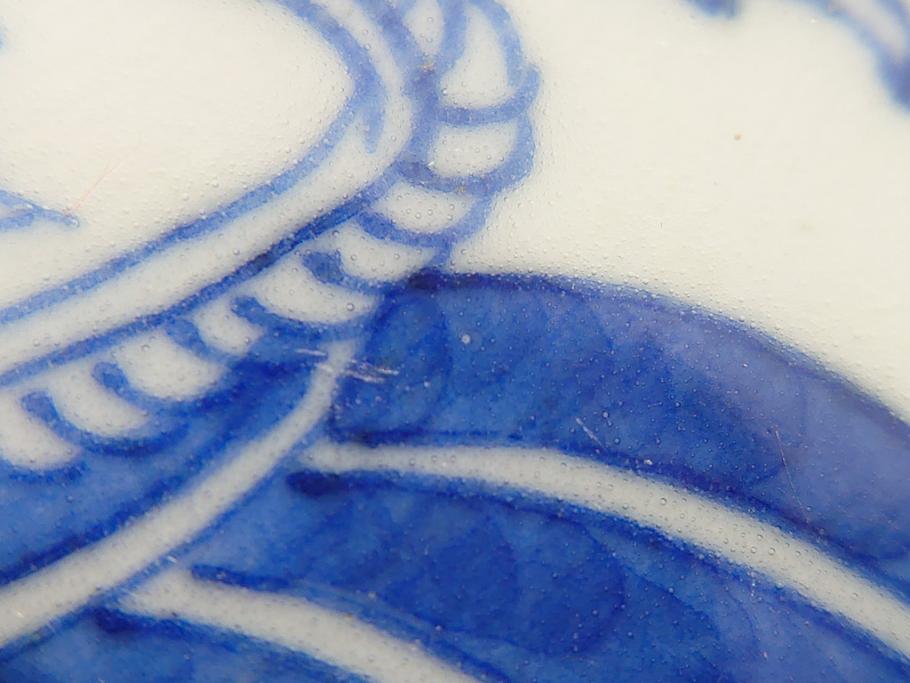 江戸期　古伊万里　花盆図　7寸皿　約21.5　ひとつひとつ丁寧に絵付けされた中皿3枚セット(七寸、稜花型、輪花型、雷紋、変形皿、和食器、和皿)(R-061871)