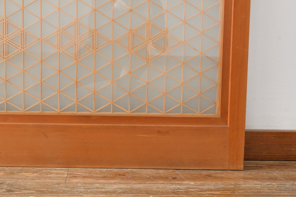 中古　美品　両面ガラス　細やかな組子細工が上質な和を演出する全面組子入りガラス戸2枚セット(引き戸、建具)(R-057458)