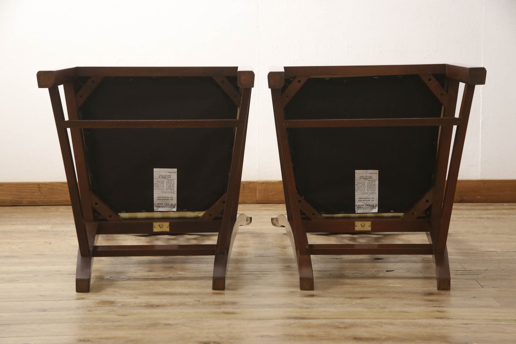 中古　美品　IDC大塚家具取り扱い　アメリカ高級家具　COUN CILL(カウンシル)(カンセル)　マホガニー材　ダイニングチェア2脚セット(2脚定価 約16万円)(椅子、イス)(R-057608)
