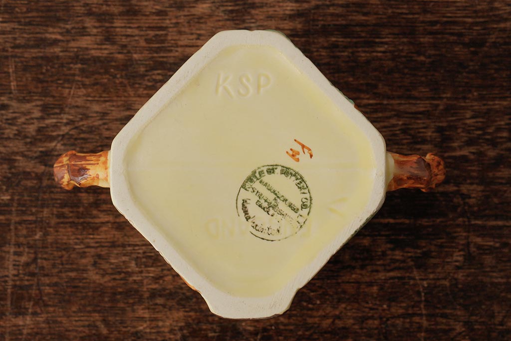 ヴィンテージ雑貨　イギリス　Keele St. Pottery(KSP)　COTTAGEWARE(コテージウェア)　ミルクジャグ&シュガーポット(クリーマー、ビンテージ)(R-037819)