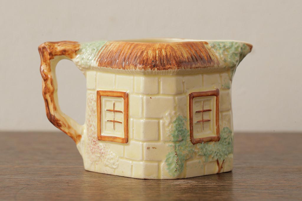 ヴィンテージ雑貨　イギリス　Keele St. Pottery(KSP)　COTTAGEWARE(コテージウェア)　ミルクジャグ&シュガーポット(クリーマー、ビンテージ)(R-037819)