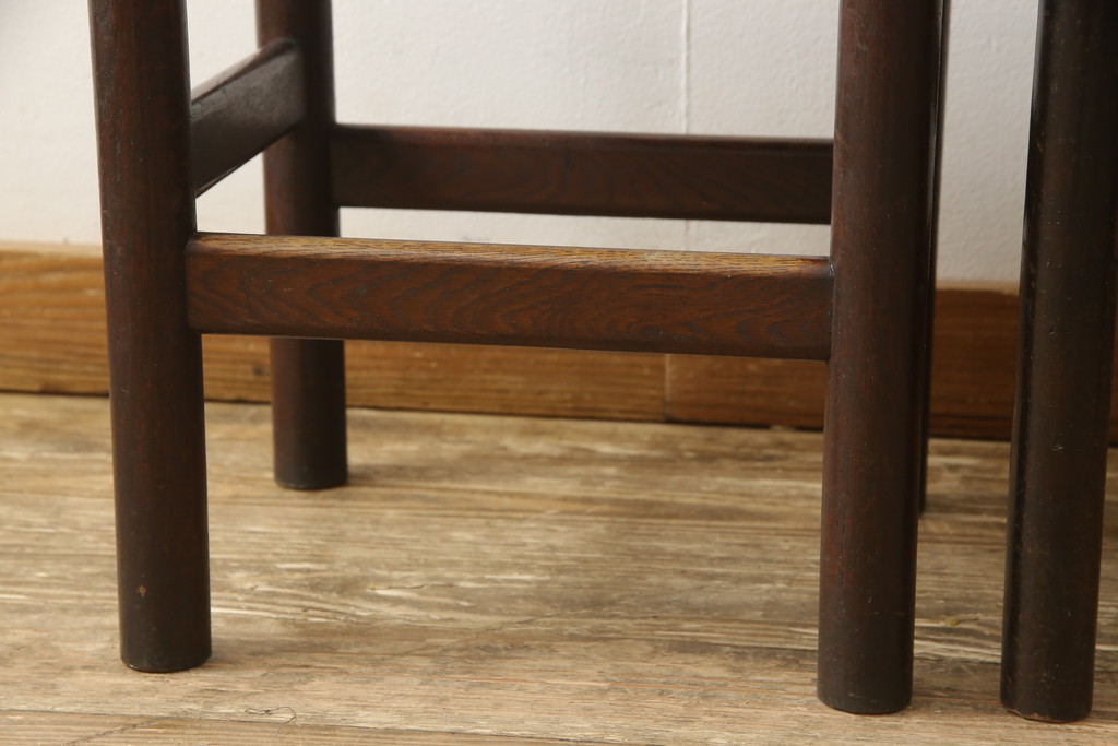 ヴィンテージ家具　松本民芸家具　初期モデル　ラッシ座面がおしゃれなスツール2脚セット(チェア、椅子、ビンテージ)(R-058972)