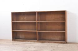 ラフジュ工房オリジナル　古建具リメイク　風景を模した格子が和の情緒を高める書院収納棚(本箱、本棚、書棚、戸棚)(R-051091)
