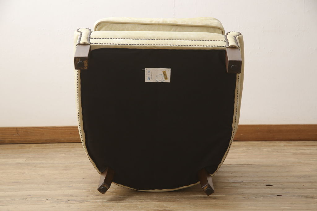 中古　HALO(ハロ)　PROFESSER ARM CHAIR(プロフェッサーアームチェア)　本革　キリムとレザーのリバーシブルのクッションがかわいい1人掛けソファ(1P、椅子、イス、ラウンジチェア)(定価約16万円)(R-060783)