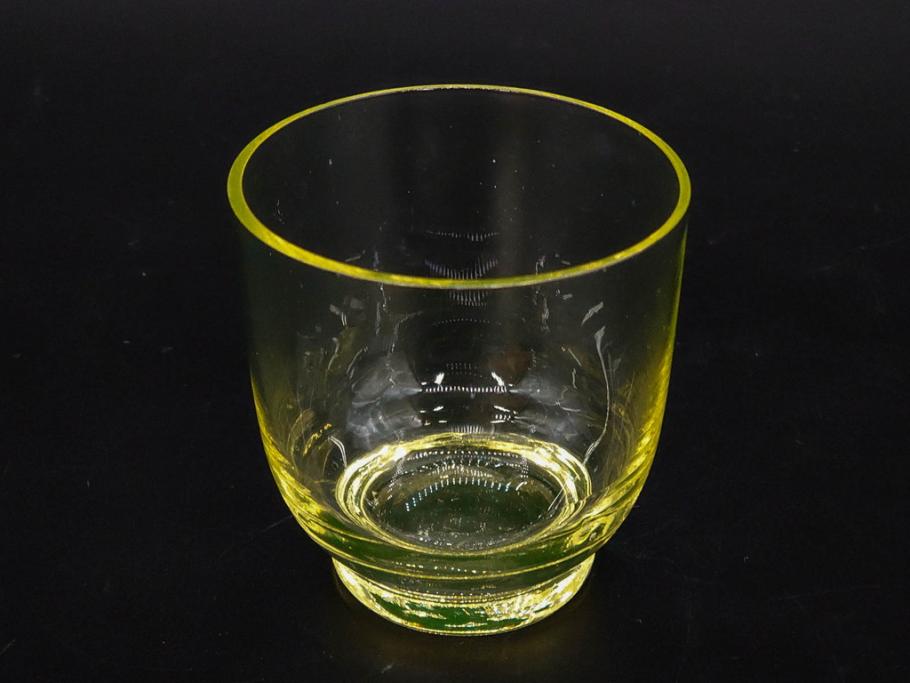大正～昭和初期　当時物　ウランガラス　独特な色味が魅力のグラス6客セット(コップ、硝子、和ガラス)(R-082802)