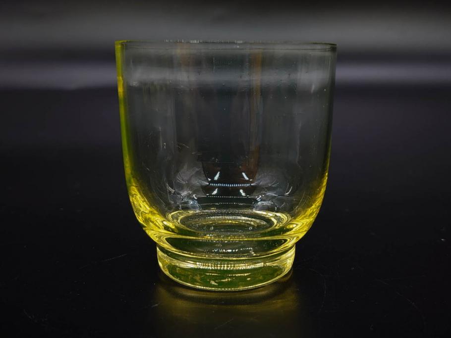 大正～昭和初期　当時物　ウランガラス　独特な色味が魅力のグラス6客セット(コップ、硝子、和ガラス)(R-082802)