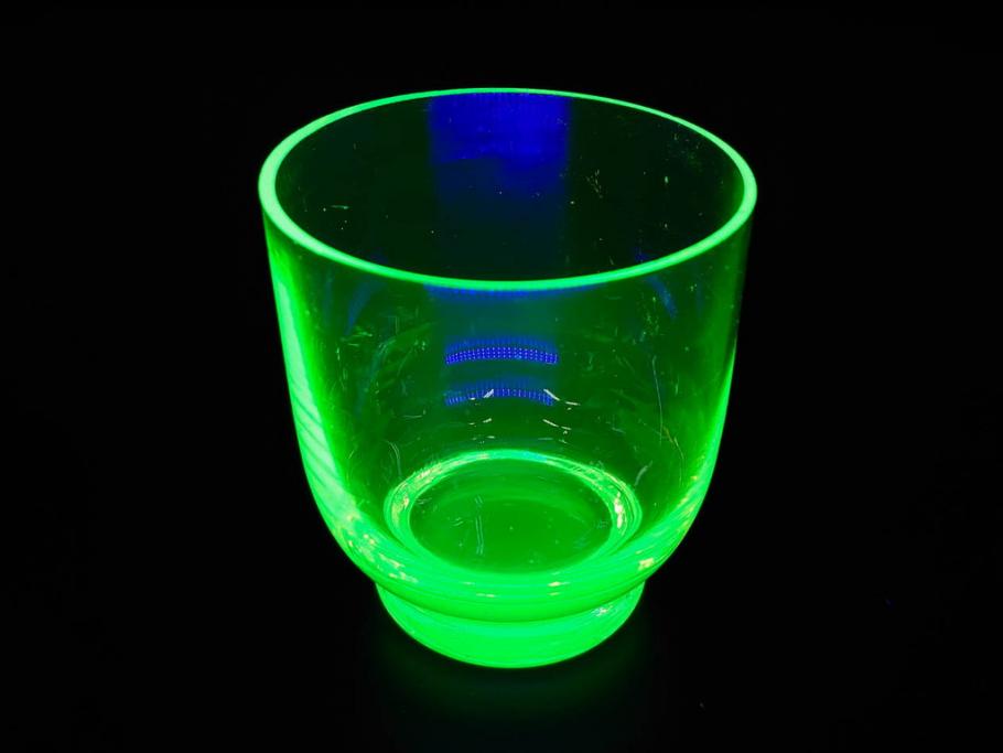 大正～昭和初期　当時物　ウランガラス　独特な色味が魅力のグラス6客セット(コップ、硝子、和ガラス)(R-082802)