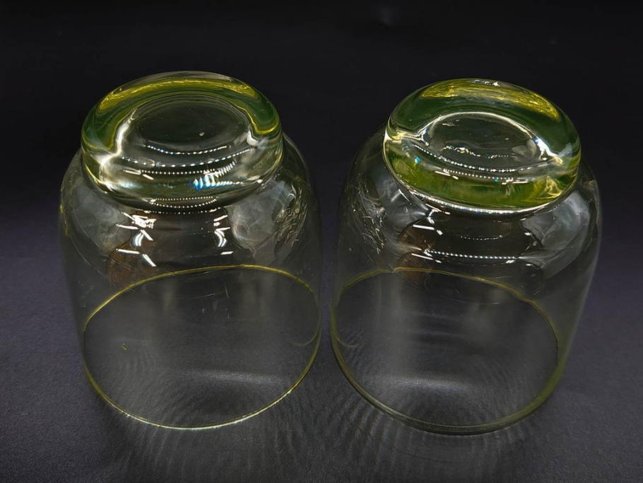大正～昭和初期　当時物　ウランガラス　独特な色味が魅力のグラス6客セット(コップ、硝子、和ガラス)(R-082802)